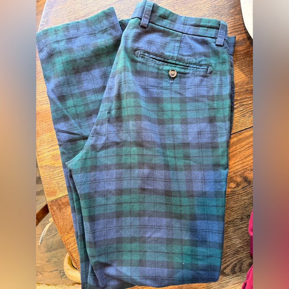 Brooks Brothers Blue and Green Plaid Chinos